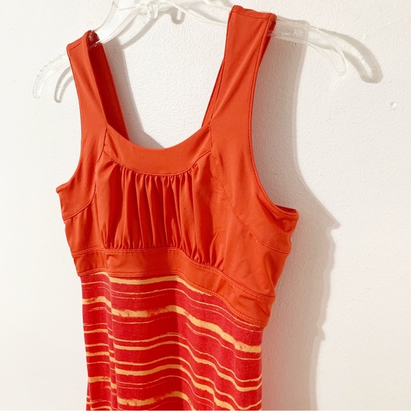 Alpine Design Sporty Scoop Neck Sleeveless Fit Flare Spandex Stripe Dress 🟥🟧 - Picture 3 of 9